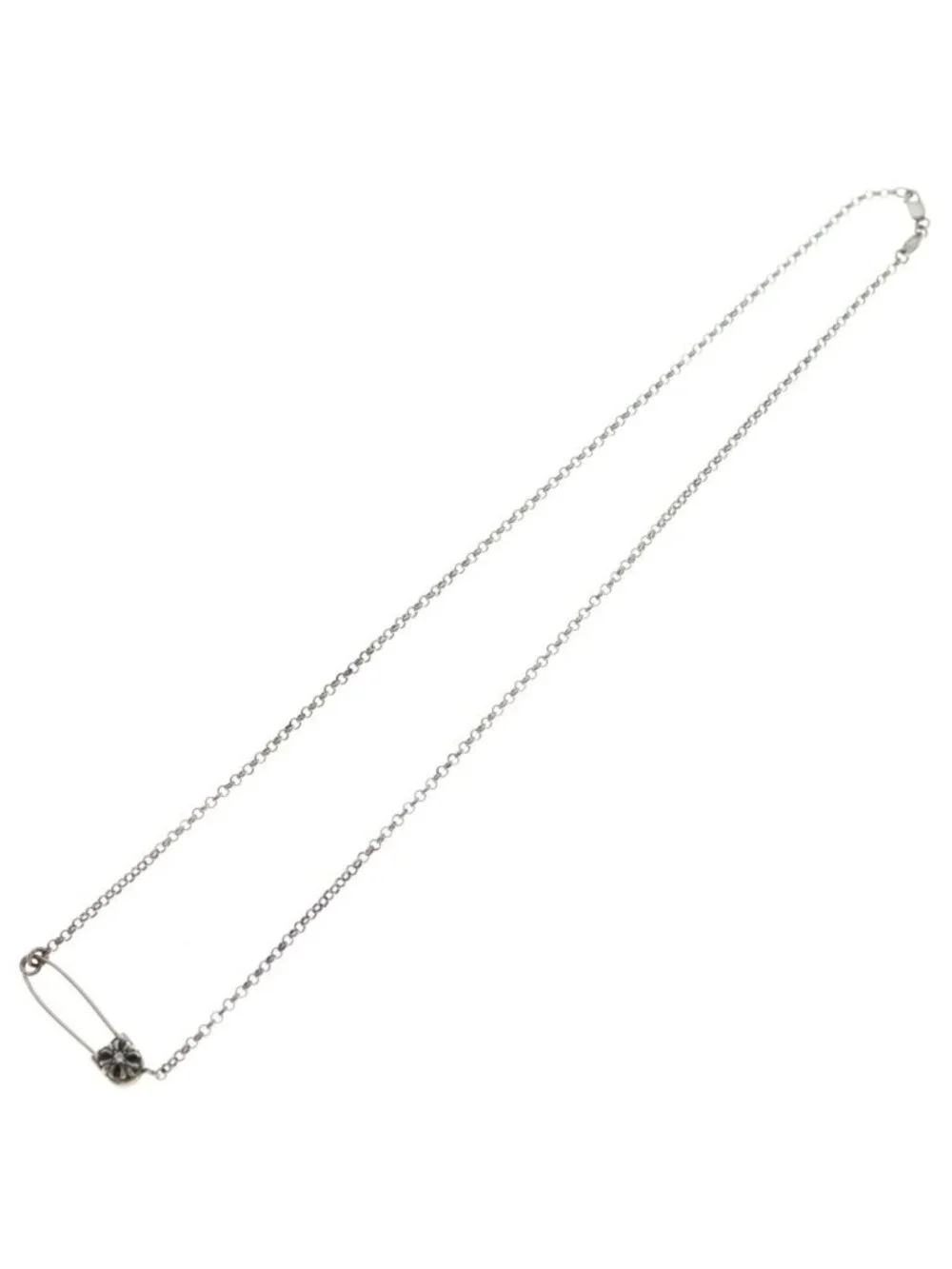 Chrome Hearts Safety Pin Roll Chain Silver Necklace
